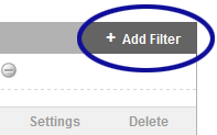 Screenshot showing the Add Filter link in Google Analytics