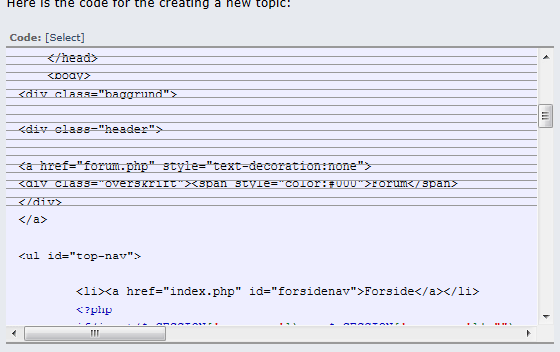 Screenshot showing the code blocks on PHP Freaks becoming difficult to read